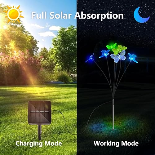Miniatura 2 de Luces solares para exteriores, 8 modos de flash luces solares de jardín impermeables para exteriores, panel solar separado de 1200 mAh, encadenado a