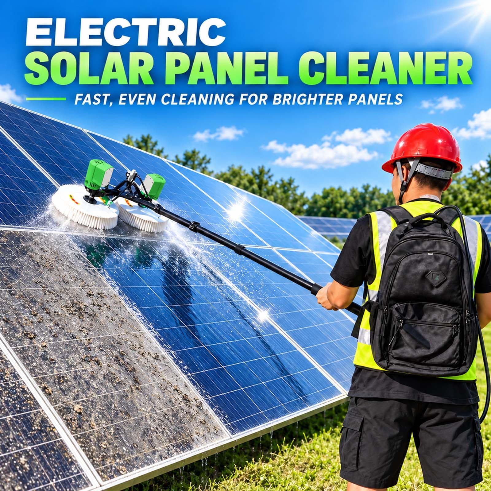 Reinigungsmaschine für Bodenmontierte Solarmodule mit Zwei 70-cm 18FT
