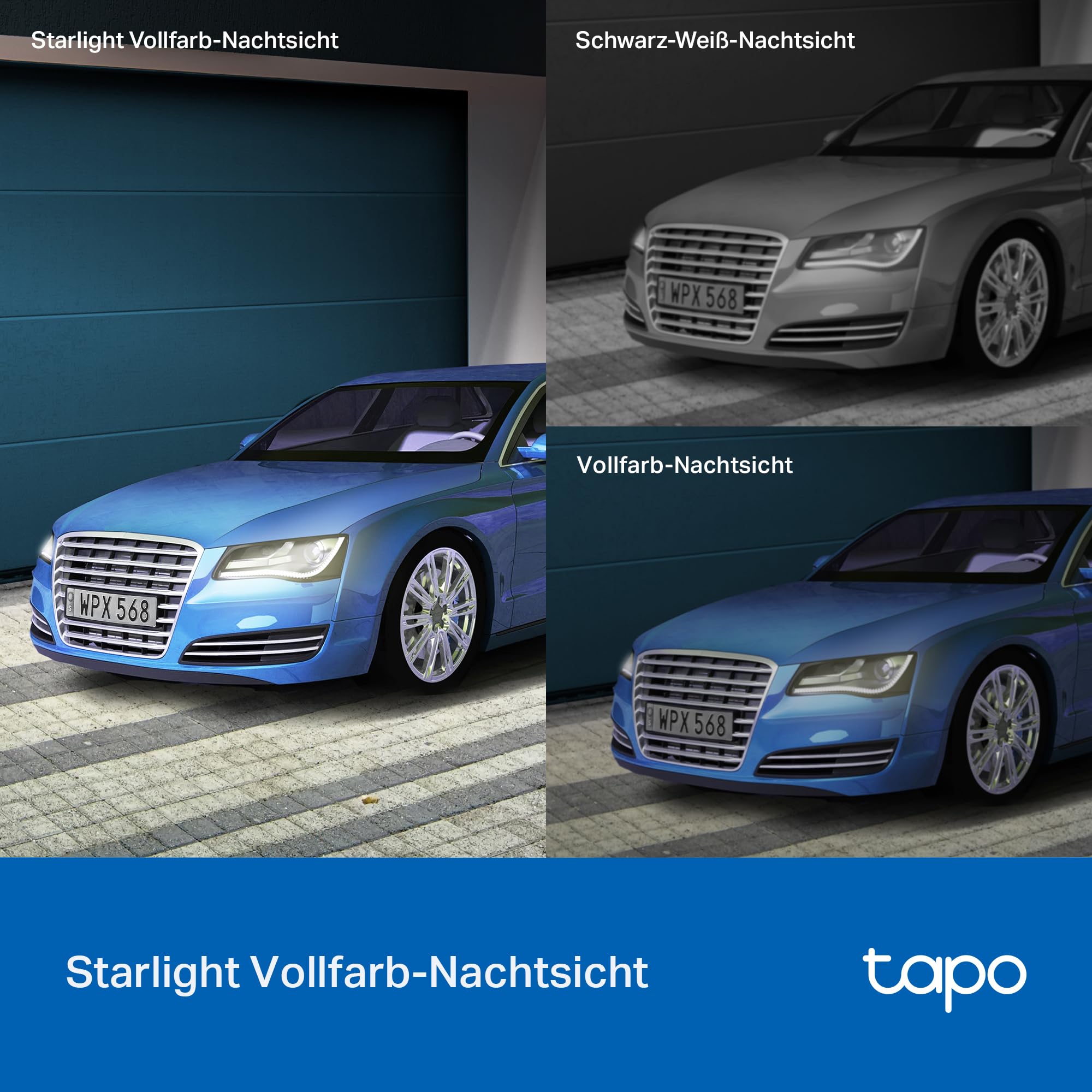 Tapo TP-Link C520WS Überwachungskamera Außen, Starlight Farbe Nachtsicht,360° Kamera aussen, 2K 4MP, 2 leistungsstarke Antennen,IP66 wetterfest, Sicherer lokaler&Cloud-Speicher, AI-Erkennung, APP