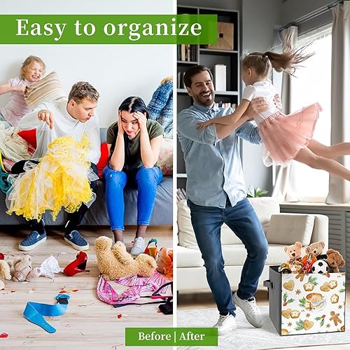 Miniatura 7 de Christmas Cookies Gingerbread Collapsible Fabric Storage Cubes Organizer with Handles, Closet Organizers for Shelves,Foldable,for Clothes,11 Inch