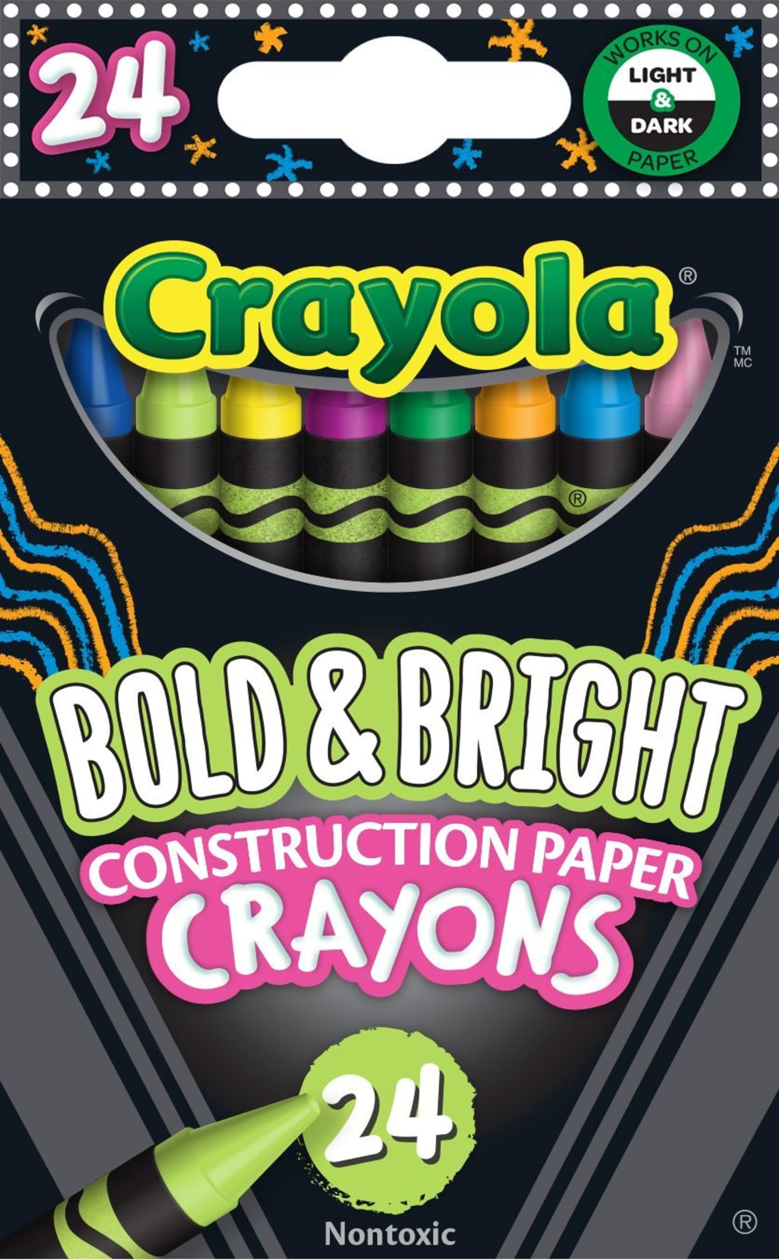 Crayola Construction Paper Crayons, School & Art Supplies, 24 Count, Assorted Co