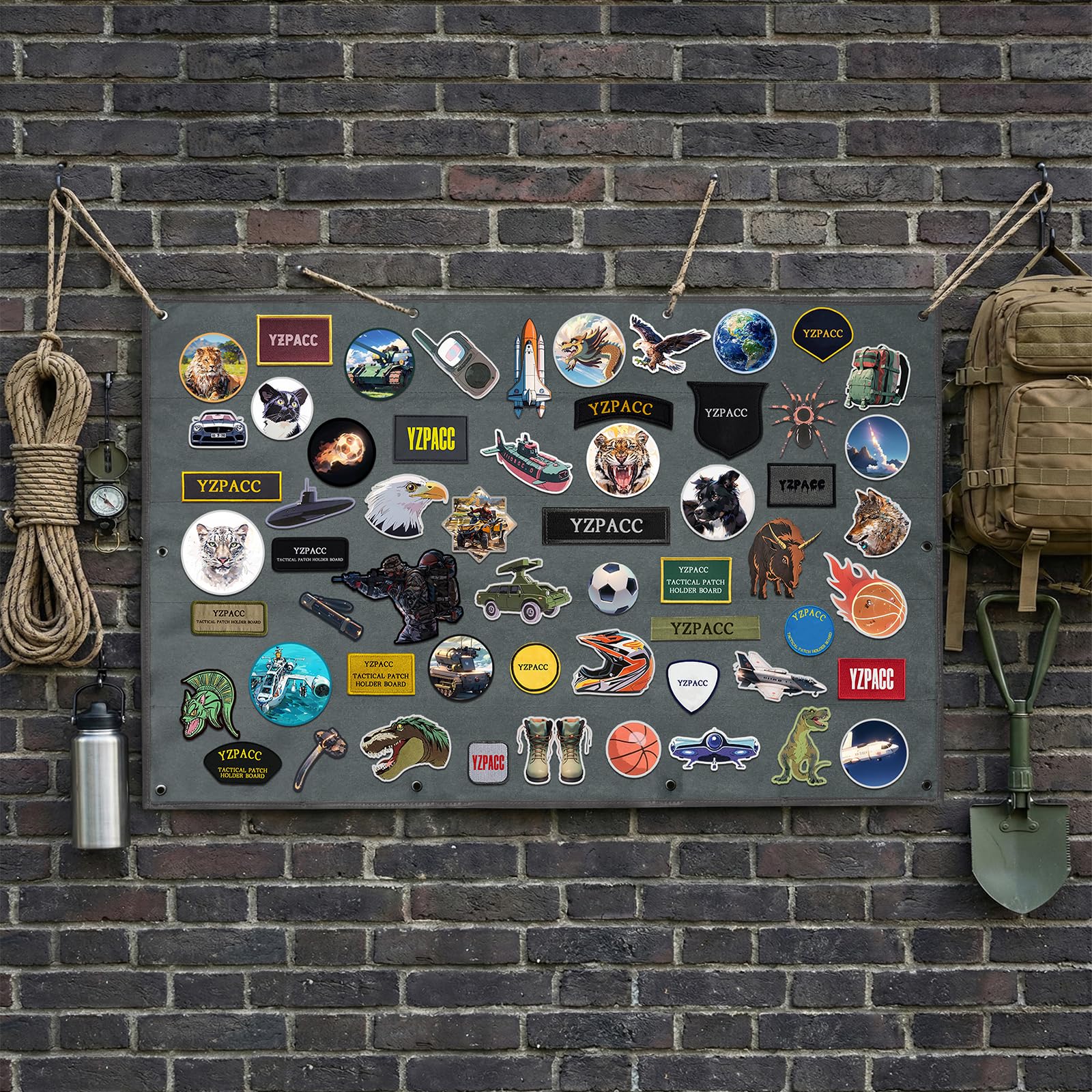 Panneau d'affichage de patches tactiques, Panneau pliable à surface en bouclette pour accrocher et ranger les patches militaires, de combat et de moral, destiné à l'armée et aux militaires - 2