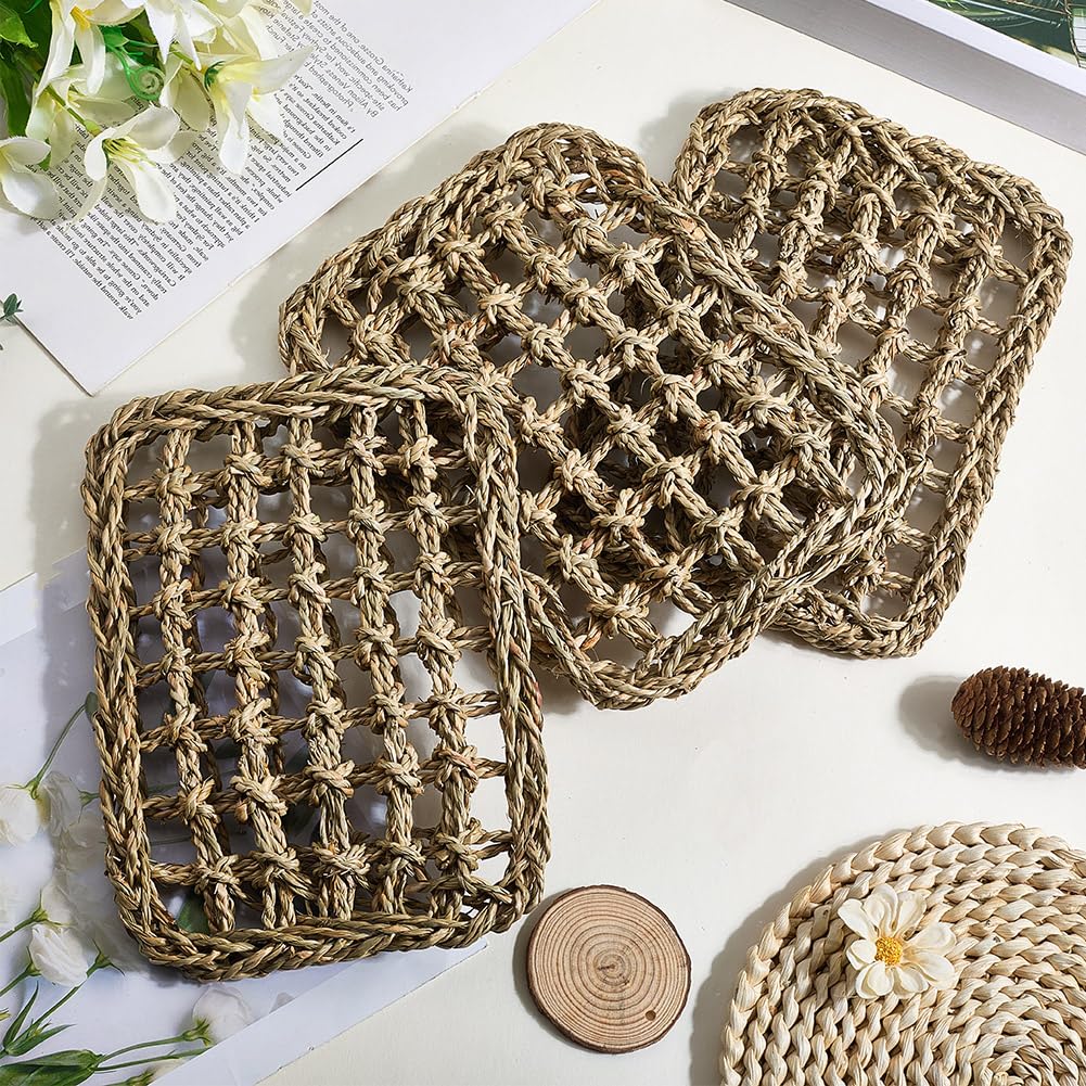 GORGECRAFT 3 Stück Vogel Klettermatte Für Papageien Sittiche Natürliches Seegras Gewebtes Netz Strickleiter Hängematten Käfigzubehör Für Unzertrennliche Sittiche Wellensittiche Nymphensittiche Tauben