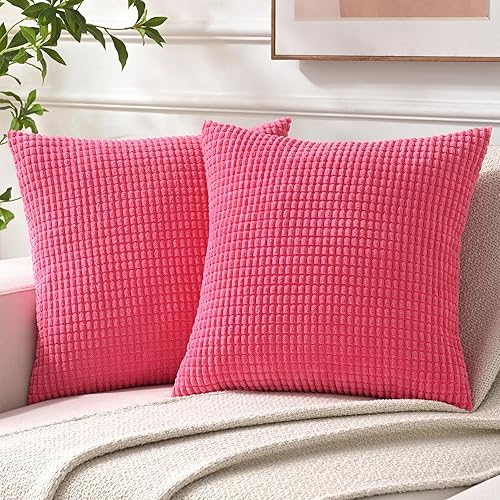 Juego de 2 fundas de cojín de pana de 18 x 18 pulgadas, fundas de almohada decorativas suaves y cuadradas para sofá o cama, sofá (18 x 18 pulgadas,