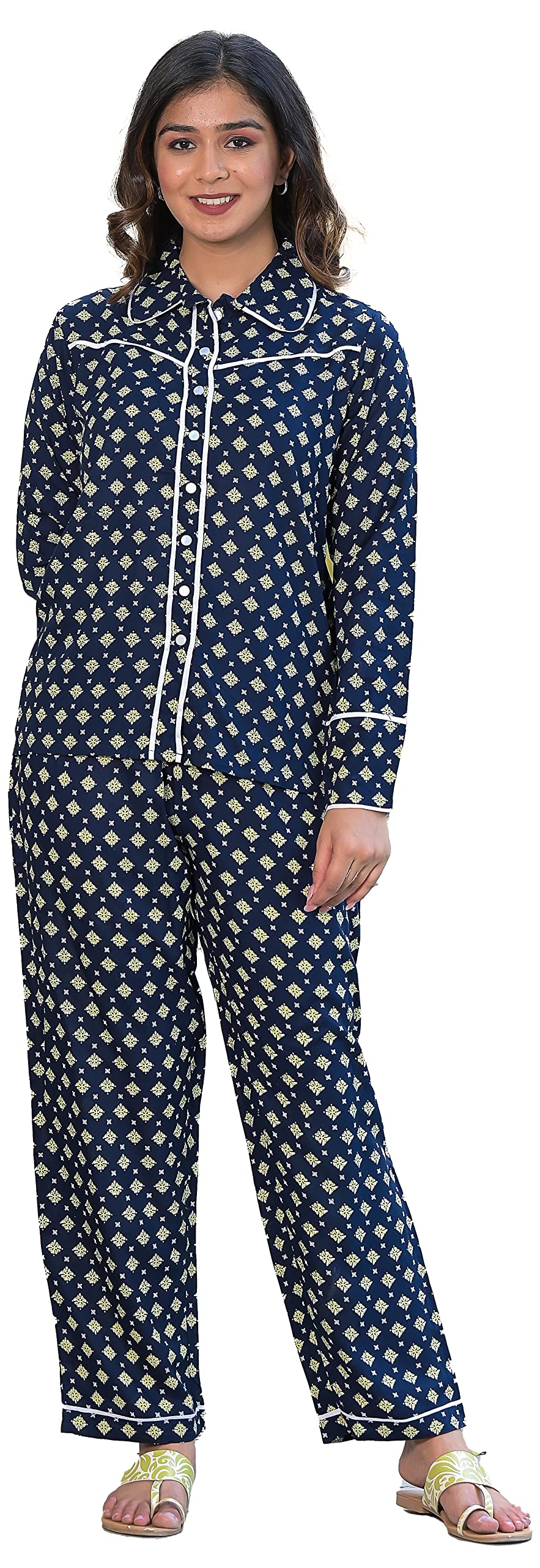 yash gallery Women's Rayon Straight Geomatrical Printed Night Suit-picture-19