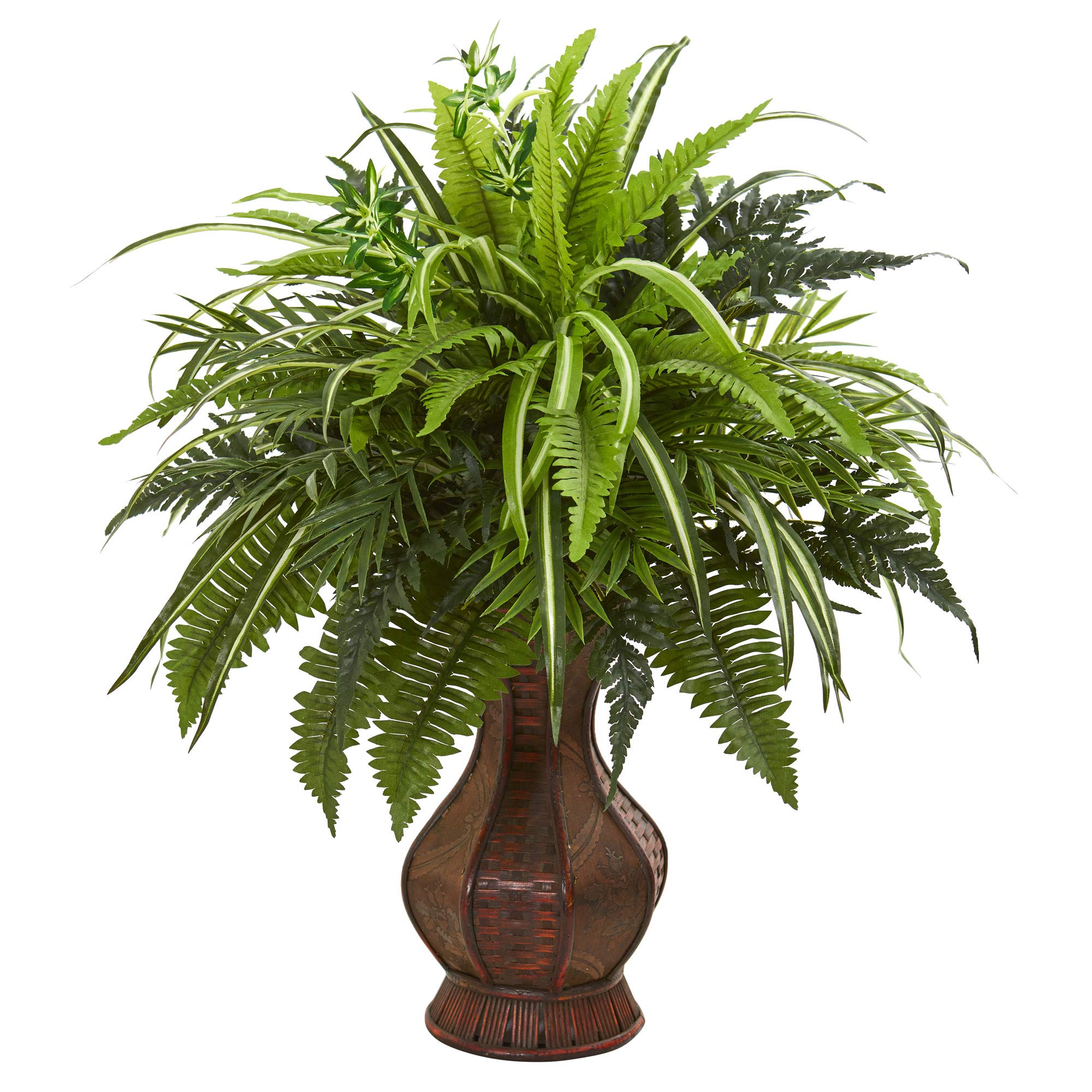 Nearly Natural 26in. Mixed Greens and Fern Artificial Plant in Decorative Planter