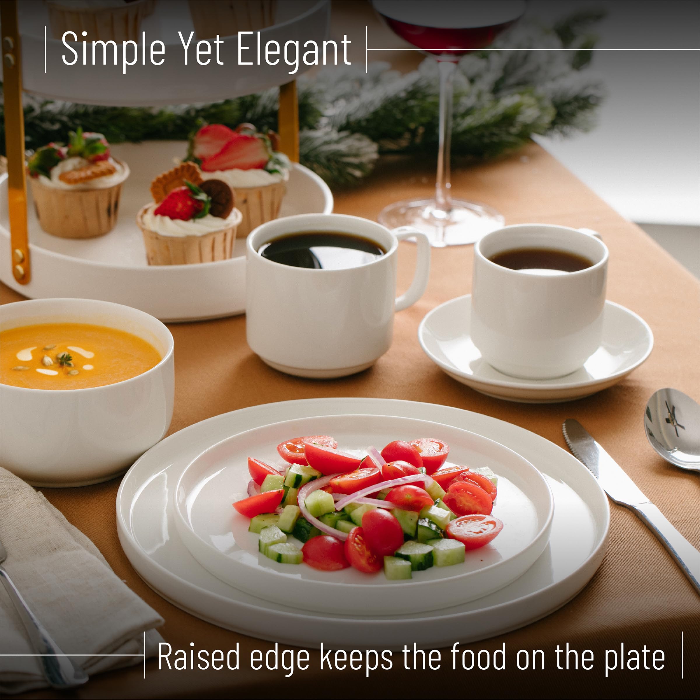 BTaT- Platos de postre blancos, juego de 12, 8.2 pulgadas, platos pequeños para aperitivos, platos pequeños, platos pequeños de cerámica, platos blancos pequeños, platos de postre de porcelana, platos