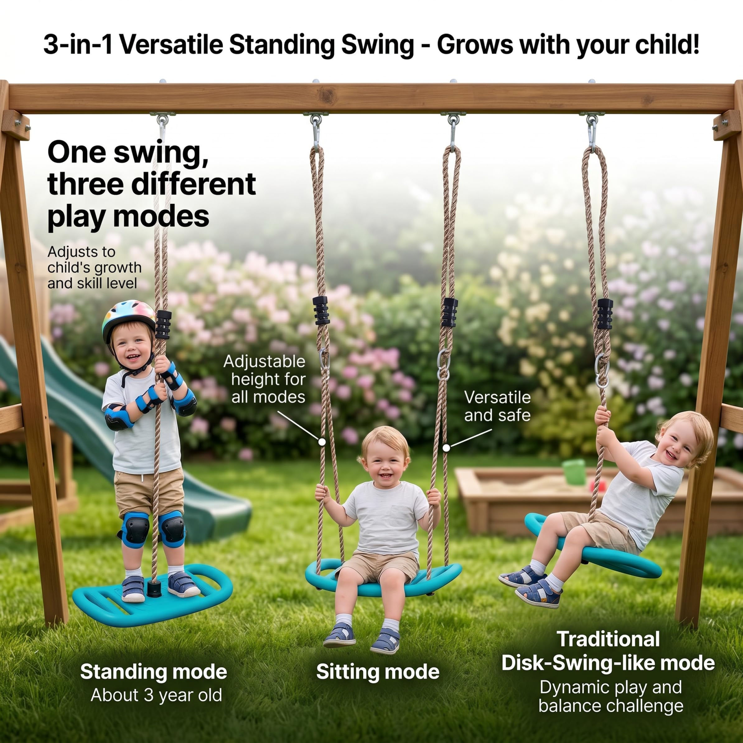 Columpio de árbol para niños Sentado/tirando/de pie Columpio para Juegos en Interiores y Exteriores Ejercicio Ajustable y Actividad Divertida para niños