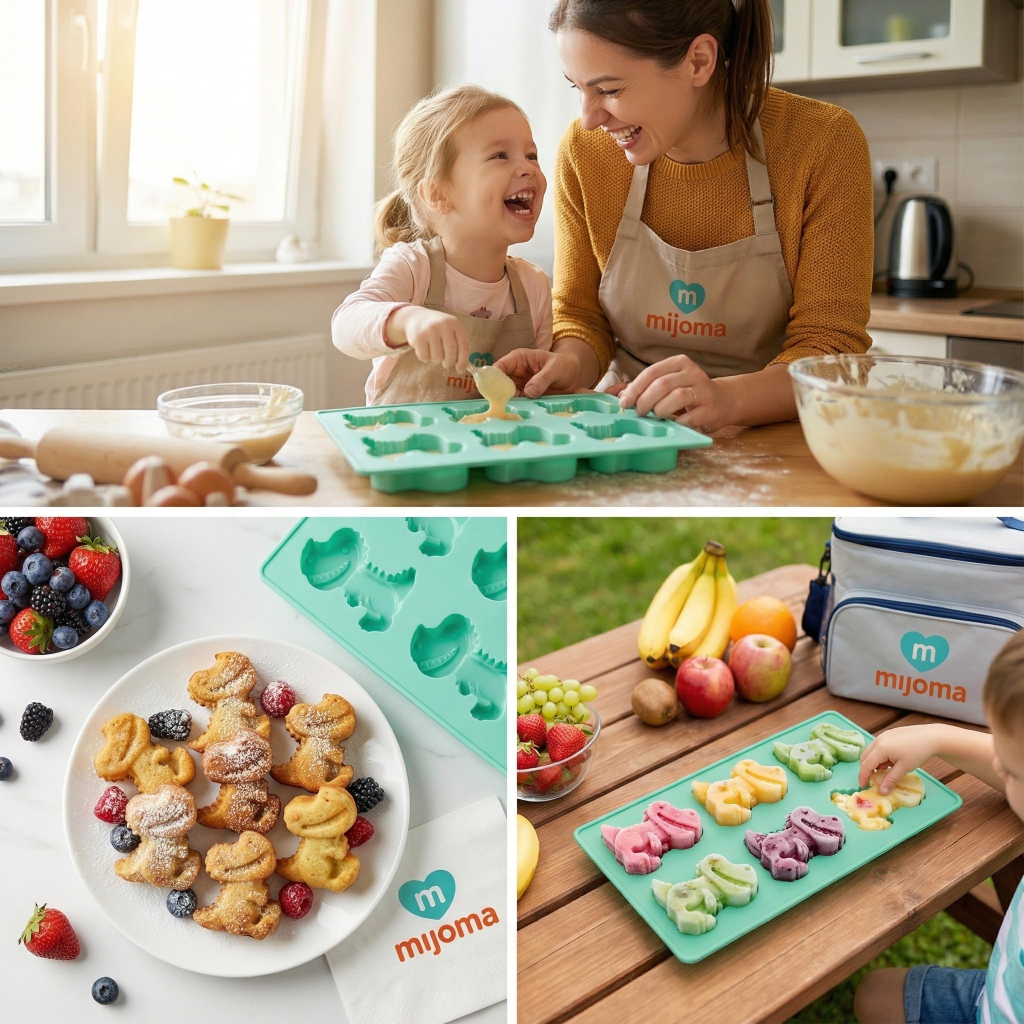 MIJOMA Forma do muffinek dla dzieci – silikonowa forma do pieczenia z motywem zwierzęcym – nie zawiera BPA i nadaje się do kontaktu z żywnością – 6 zagłębień – nadaje się do wielokrotnego użytku