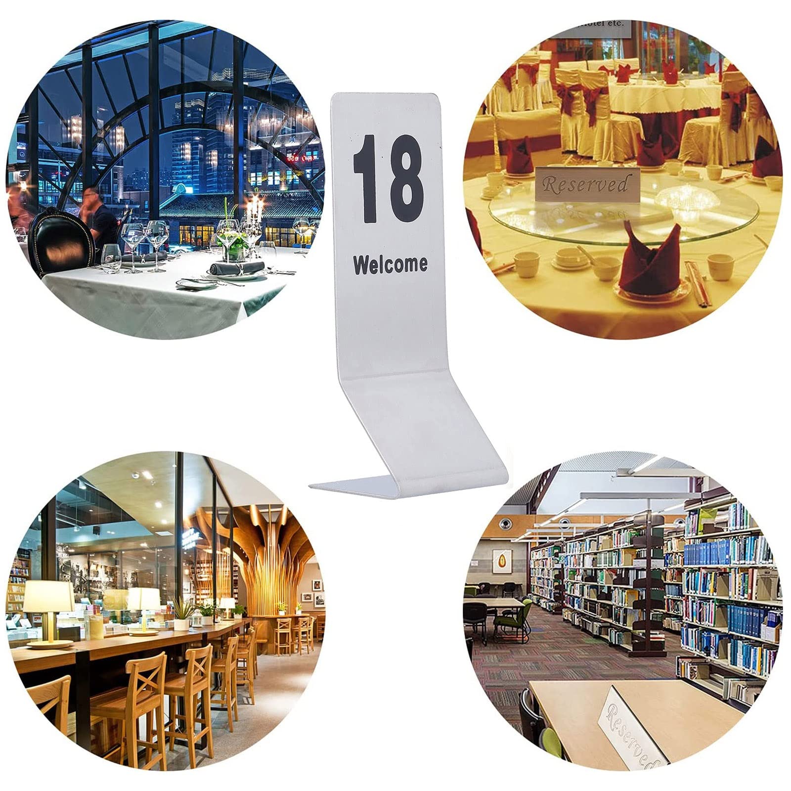 Tischnummernkarten 1-25 1-50 Edelstahl Restaurant Hochzeiten Tischnummern Tischschilder, robust, nicht leicht zu beschädigen, zyklisch verwendet, Metall-Tischkartenhalter für Tischdekoration (1-