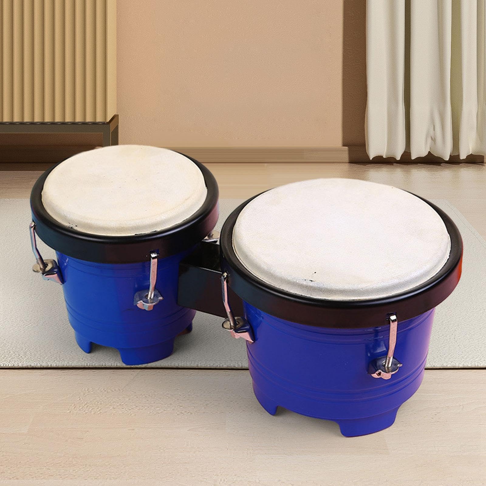Bongo Drum set als Percussion Instrument für Kinder Rhythmusspielzeug Lernspielzeug Und Musikalisches Kinderspielzeug aus Widerstandsfähigem Material, Dunkelblau