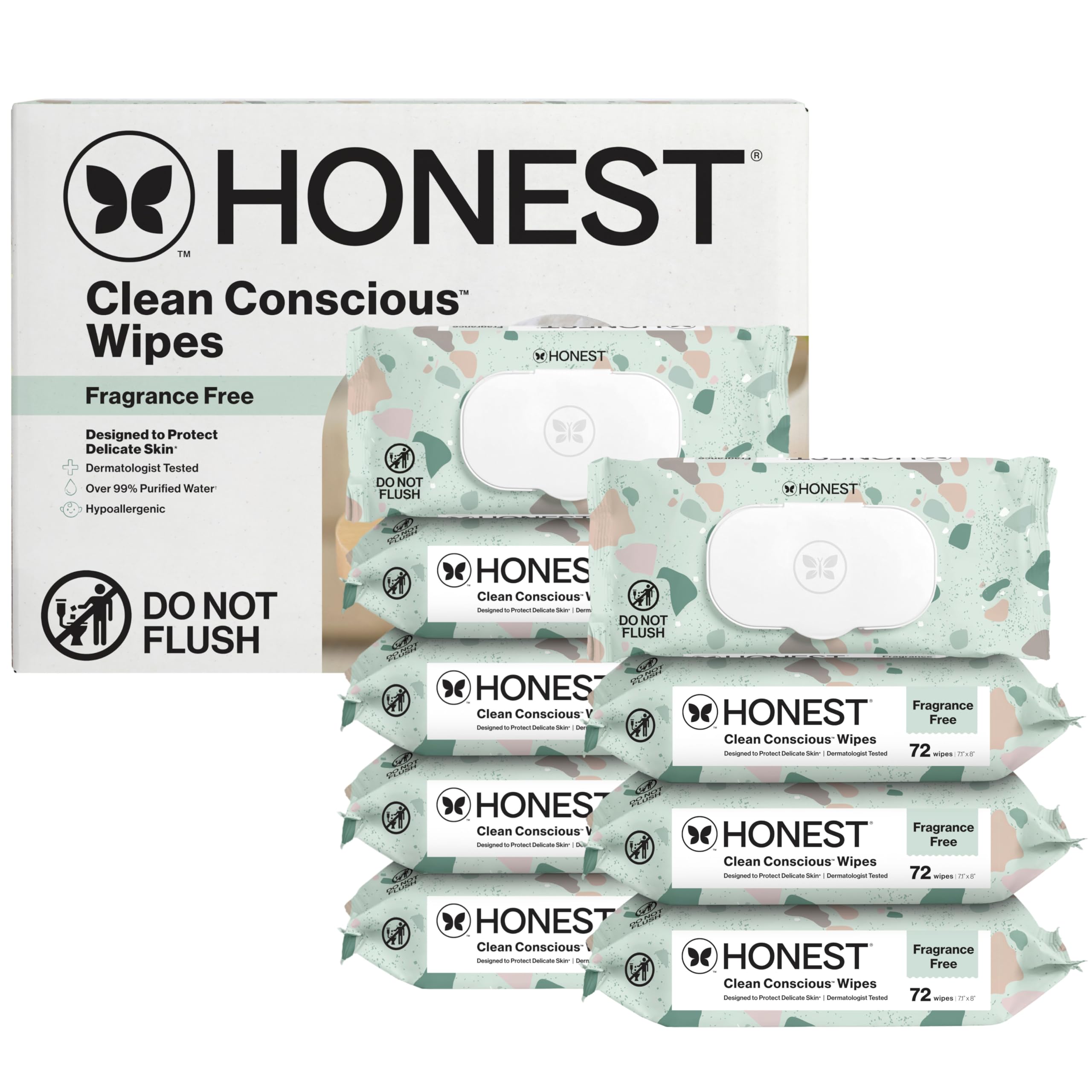 Unscented Wipes Over 99% Water Compostable Plant-Based Baby Hypoallergenic for Sensitive Skin EWG Verified Geo Mood 648 Count