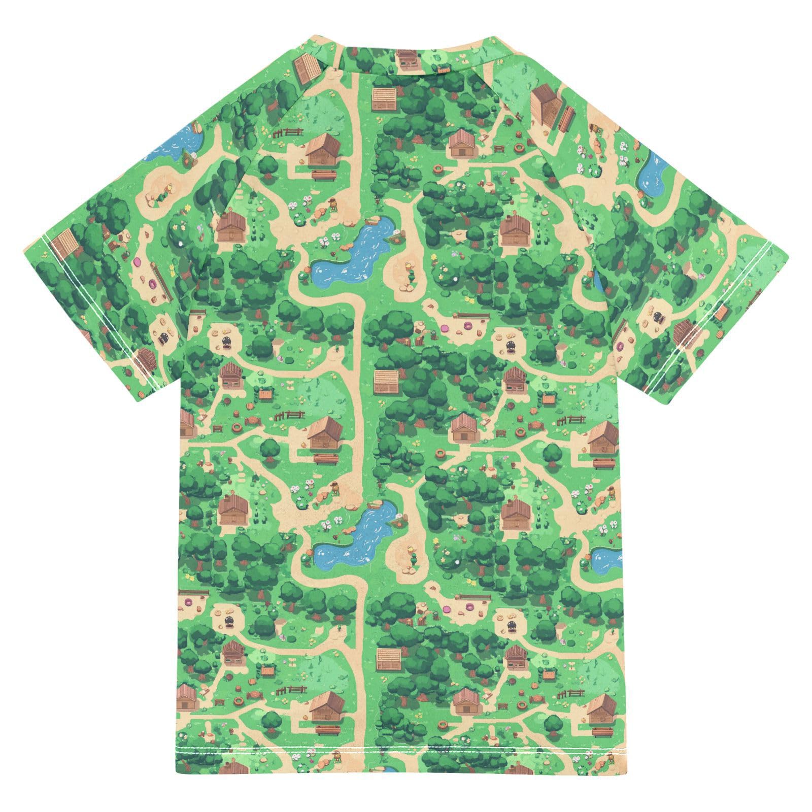 Kids Bathing Suits Boys Short Sleeve Swimsuit Kids Girls 7T Game Map