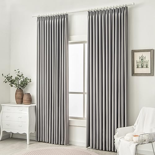 Miniatura 2 de Cortinas plisadas opacas de 108 pulgadas de largo, cortina plisada con ganchos para dormitorio, sala de estar (gris, 54 pulgadas de ancho x 108