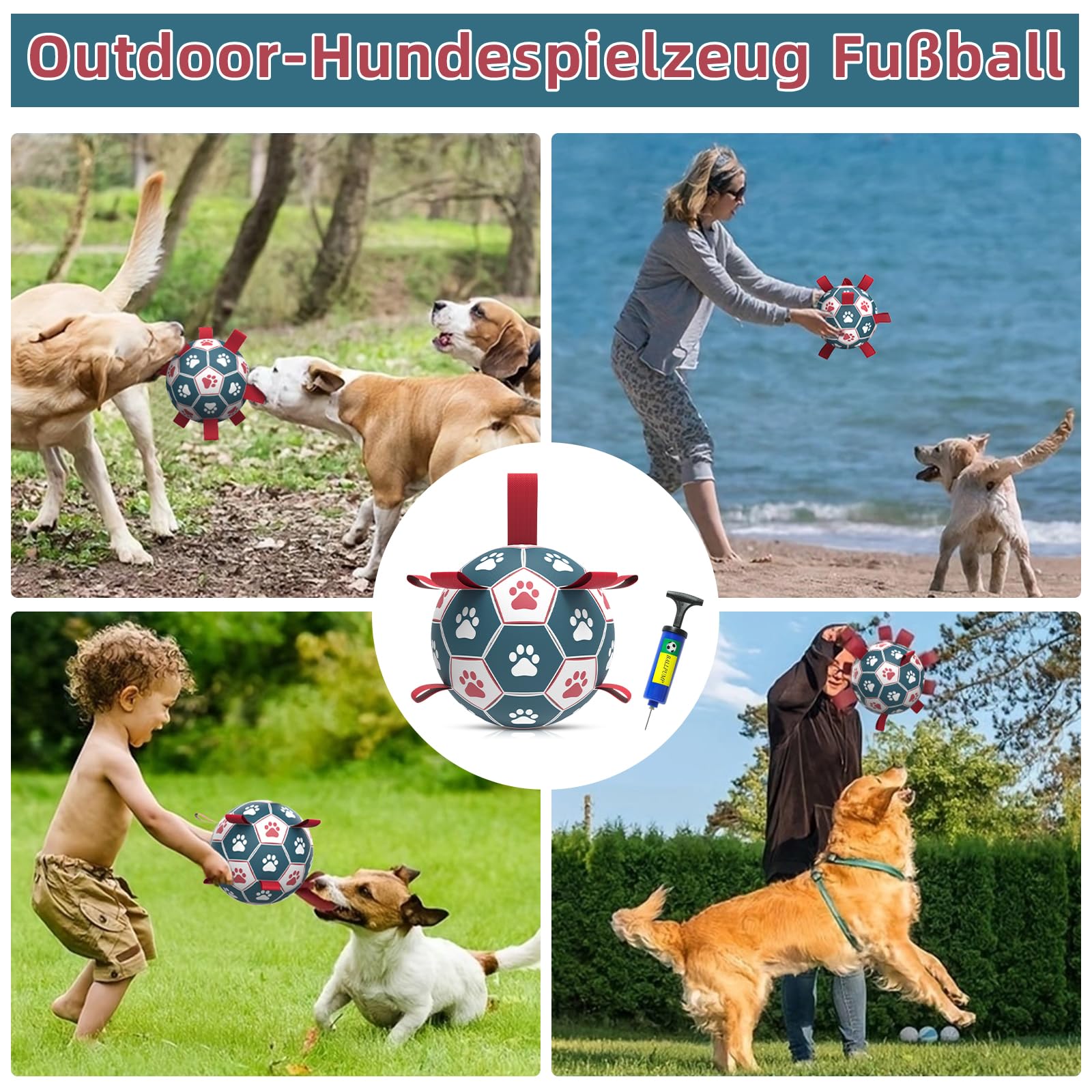 HETOO Hondenbal, hondenspeelgoed, bal met handvat voor hond, interactief slepen van oorlog, water, hondenballen, speelgoed, verjaardagscadeau voor middelgrote en grote honden (15,24 cm, blauw/grijs HETOO Hondenbal, hondenspeelgoed, bal met handvat voor hond, interactief slepen van oorlog, water, hondenballen, speelgoed, verjaardagscadeau voor middelgrote en grote honden (15,24 cm, blauw/grijs