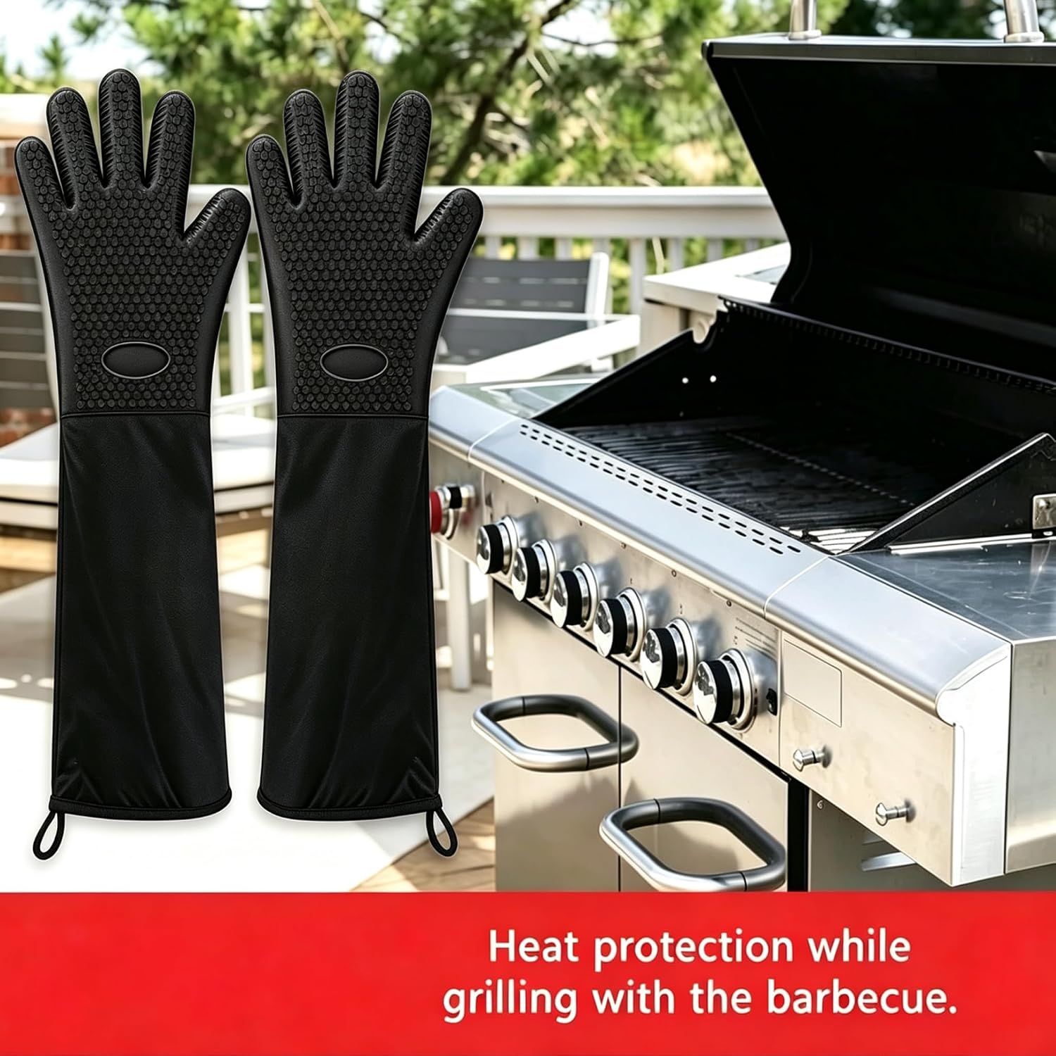 (2-piece Set) Extra Long Silicone Oven Mitts | + 2 complimentary Items.