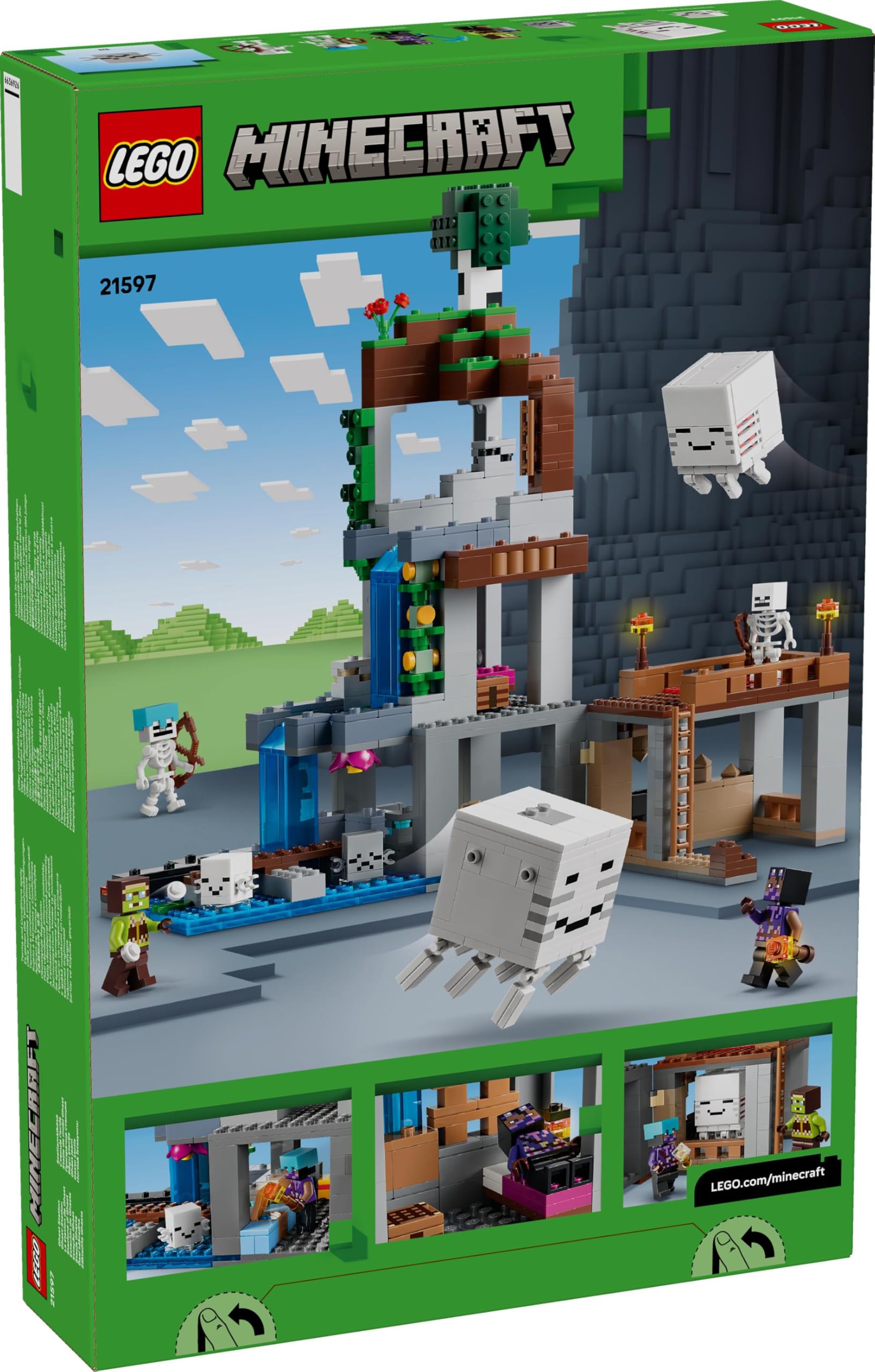 LEGO Minecraft Ghast-Station - Spielzeug mit 8 Figuren inkl. 2 Skelette und 4 Ghasts mit Zubehör - Zimmerdeko für Kinder - Gaming-Geschenk für Jungen, Mädchen und Fans ab 9 Jahren - 21597