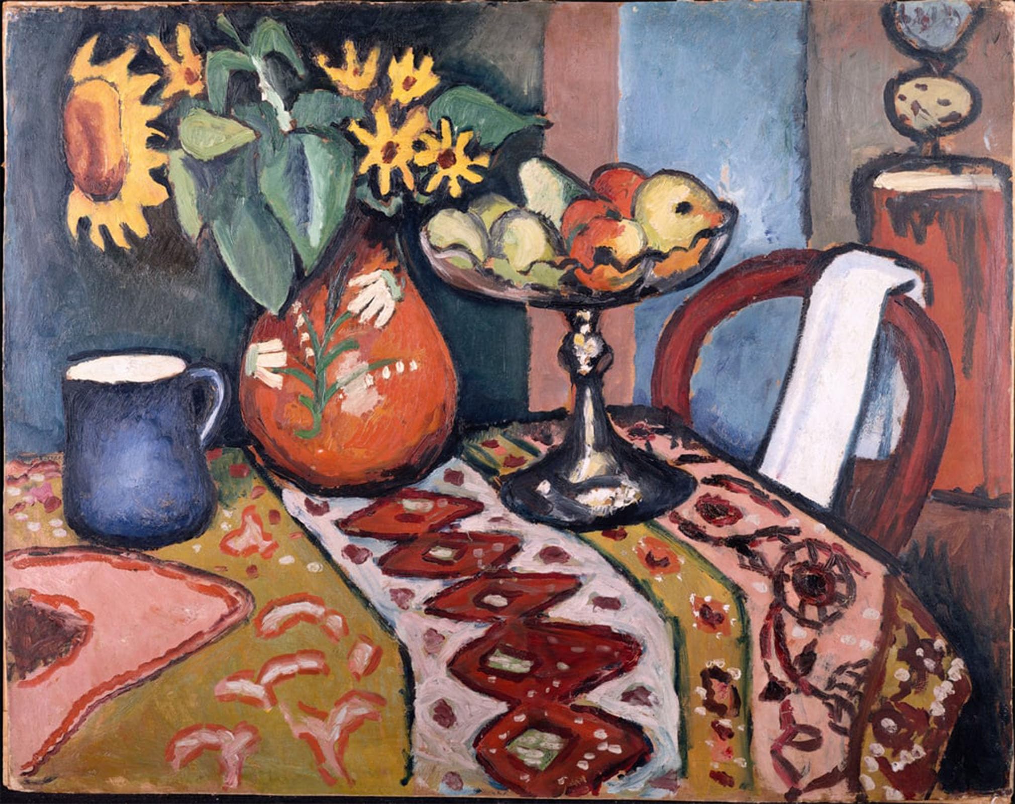 POSTERIIk Famous Modern Artwork Art Mural Still life with Sunflowers II by August Macke Oil Paintings Pictures for Home Decor 60x90cm