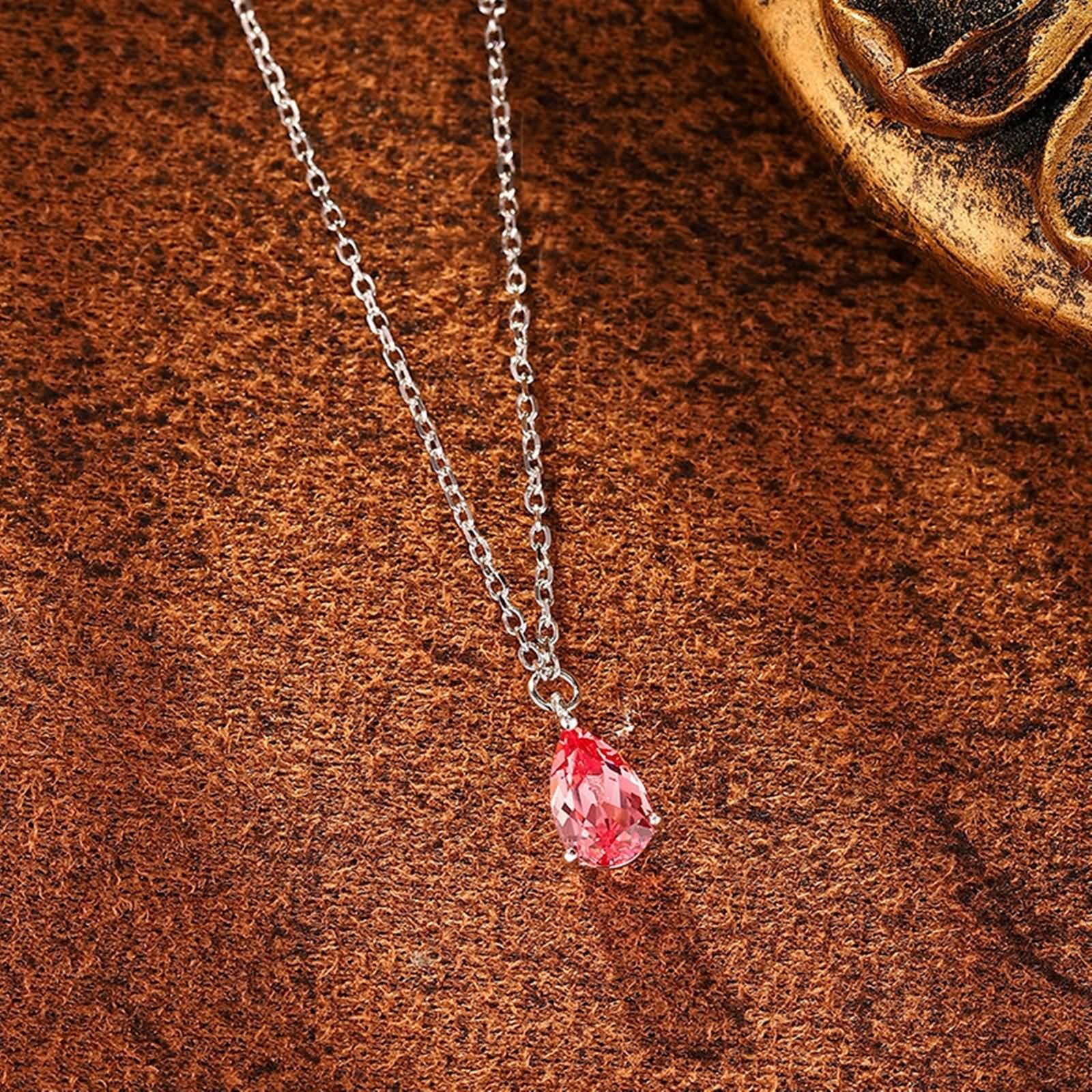 Zestaw naszyjników, zawieszka na szyję krople z 1,2 ct wyprodukowana w laboratorium Padparadscha 9K białe złoto 45 cm
