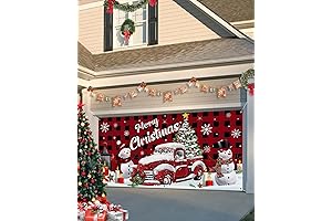 Christmas Garage Door Banner Cover 7 x 16 ft for Festive Decoration