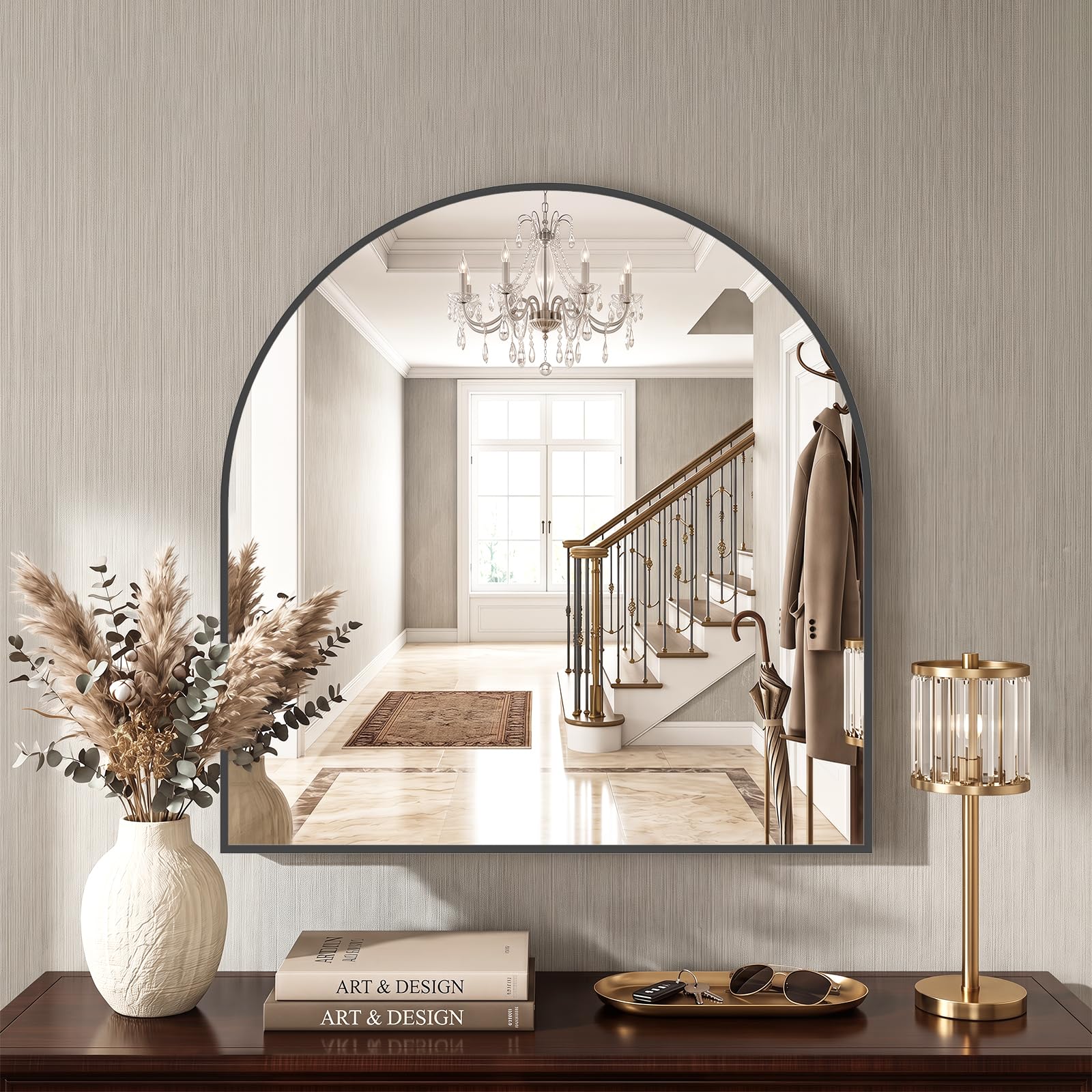 Sweetcrispy 31"x32" Arched Bathroom Mirror, Bathroom Mirrors for Over Sink
