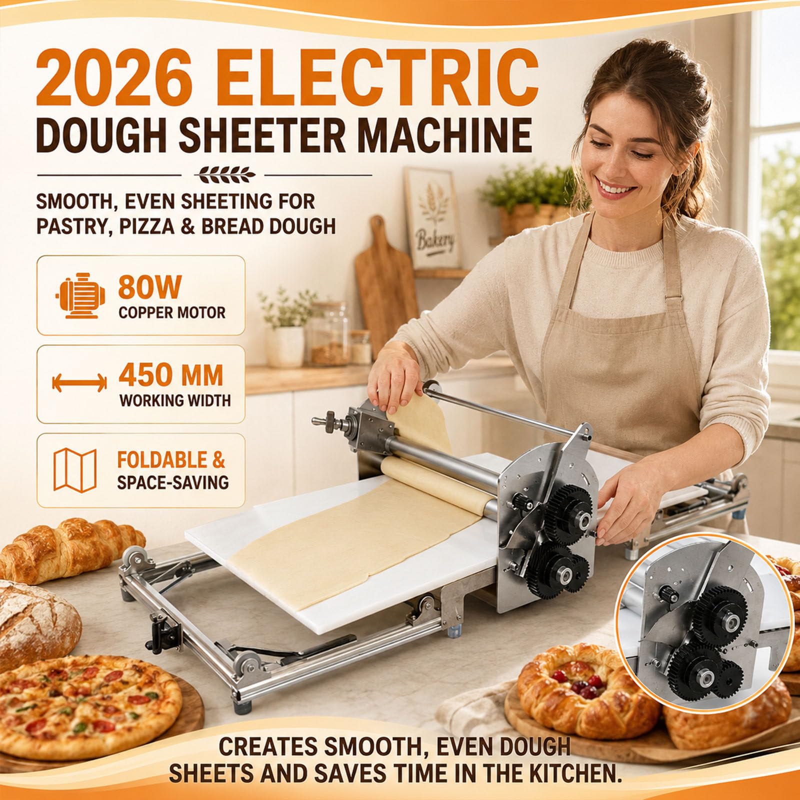 Sfogliatrice Elettrica Pieghevole Per Pasticceria (Modello 2026)
