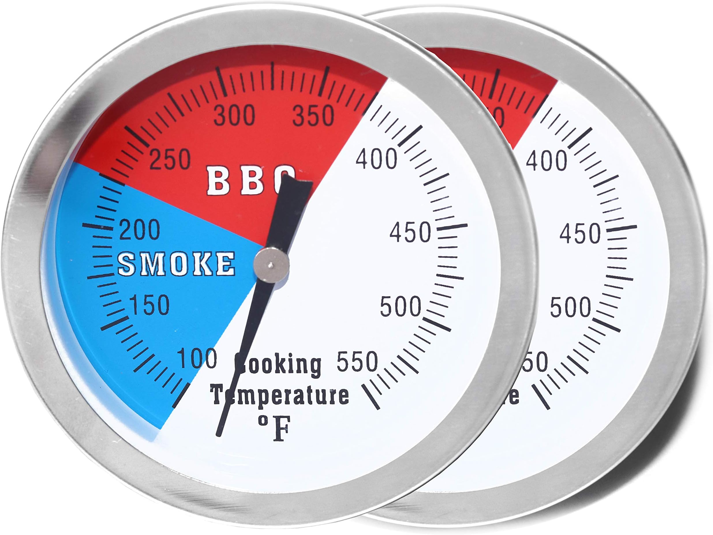 DOZYANT 3 inch Temperature Gauge for Barbecue Charcoal Grill Smoker Pit BBQ Thermometer Fahrenheit and Heat Indicator for Meat Cooking Port Lamb Beef, Stainless Steel Temp Gauge,2 Pack