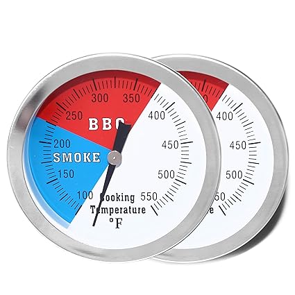 DOZYANT 3 inch Temperature Gauge for Barbecue Charcoal Grill Smoker Pit BBQ Thermometer Fahrenheit and Heat Indicator for Meat Cooking Port Lamb Beef, Stainless Steel Temp Gauge?2 Pack