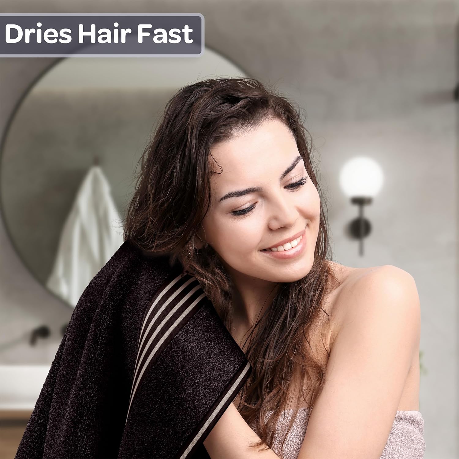 Bath Towels - 2PC 500GSM 100% Cotton Towel Set - 35x70in Extra Large Quick Drying Bath Towels - Absorbent Bath Sheets for Bathroom by Lavish Home (Black) - Image 4