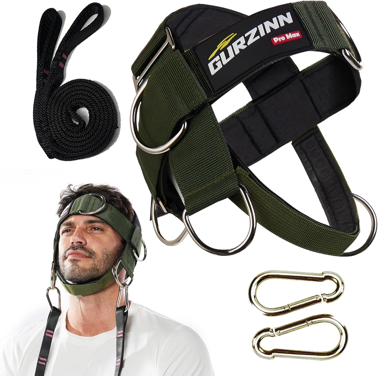 【GurZinn】 Neck Harness Trainer - Adjustable 40" (100cm) Heavy Duty Rope & Neoprene Padding | Improve Neck Strength & Reduce Neck Pain | Gym & Home Use