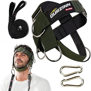 Neck Harness Padded Strength Trainer-Improve Neck Strength and Reduce Neck Pain,Neck Trainer with 37 inch/95 cm Heavy Duty Rope,Adjustable & Omnidirectional Neoprene Strap, Neck Harness for Gym & Home