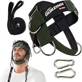 【GurZinn】 Neck Harness Trainer - Adjustable 40" (100cm) Heavy Duty Rope & Neoprene Padding | Improve Neck Strength & Reduce Neck Pain | Gym & Home Use