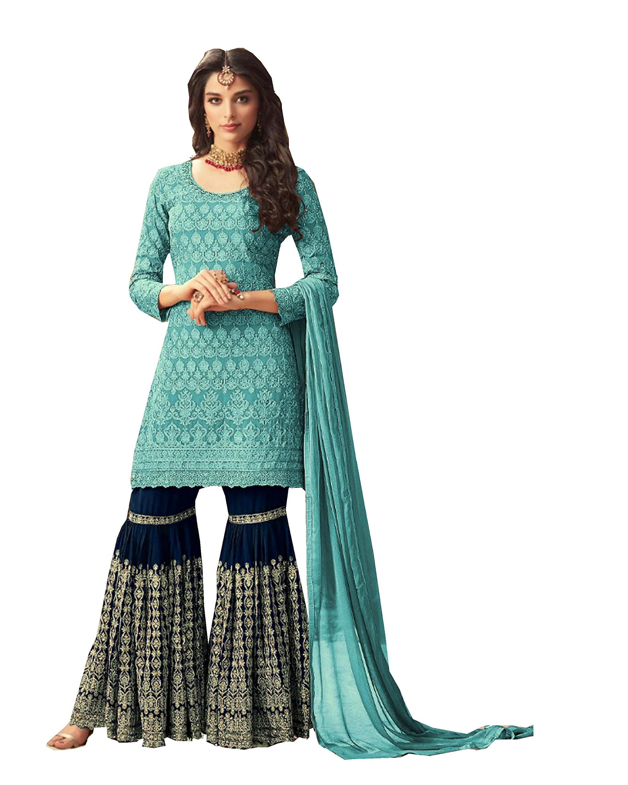 Ziya Fashion Indian Pakistani Sharara Palazzo Suit Wedding Party Wear Dress for Eid Ramzon Womens Suits 72002 Mohini