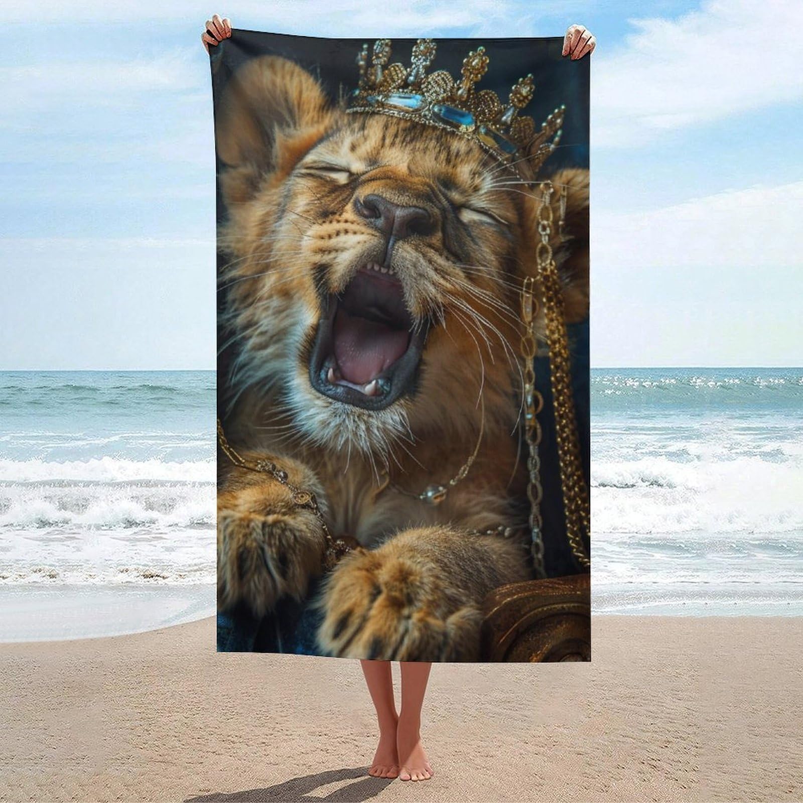 Serviette de plage légère et facile à ranger Royal Lion Cub 130x80
