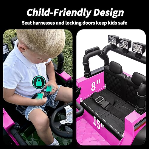Miniatura 6 de 4WD - Camión de coche para niños, 12 V, 7 Ah, vehículos eléctricos para niños, juguete para niños pequeños con control remoto, color rosa