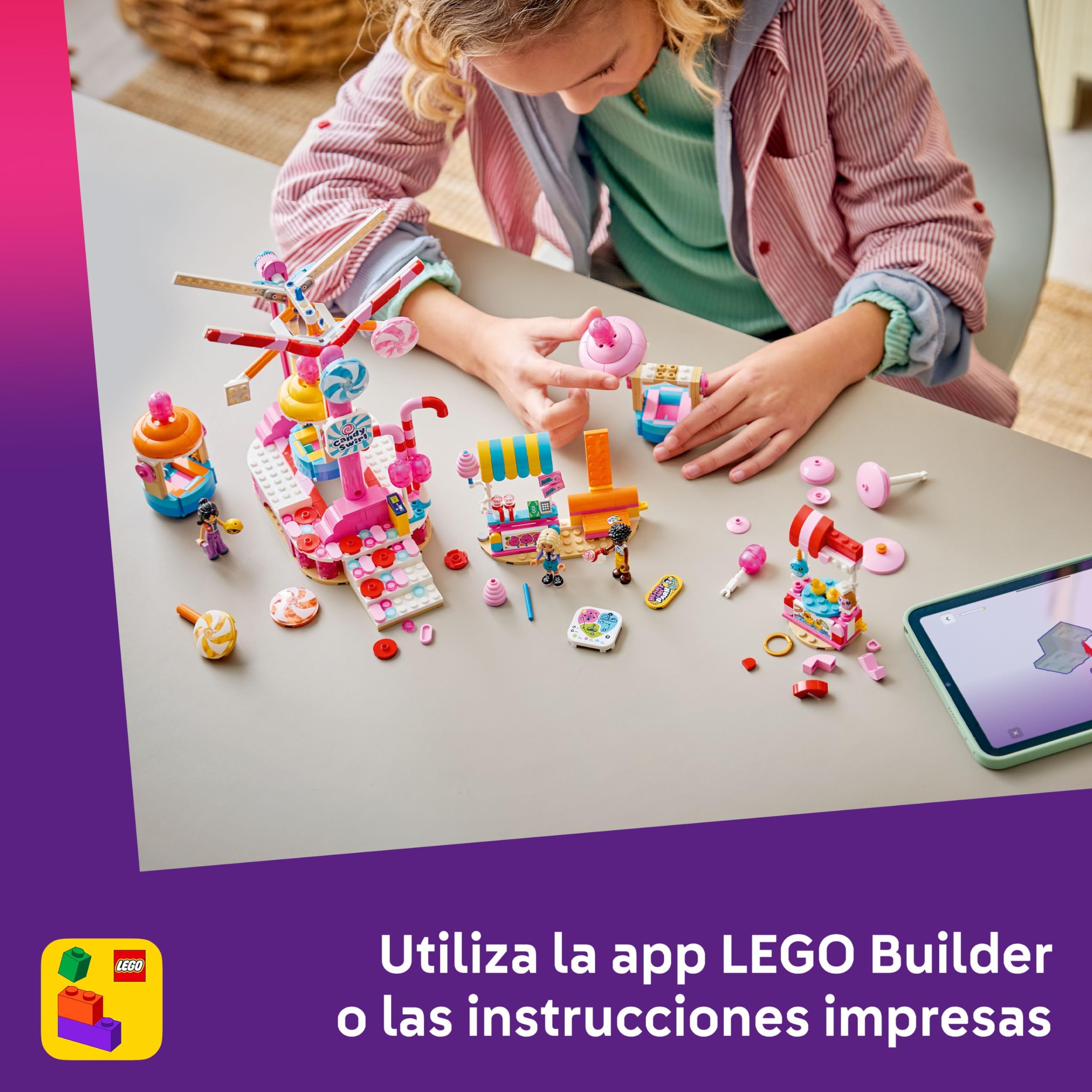 LEGO Friends Noria: Cupcakes y Golosinas – Juguete Interactivo con Juegos de Feria, Atracciones, 3 Mini Muñecos y Accesorios – Regalo de Cumpleaños para Niñas de 7+ Años – 42700