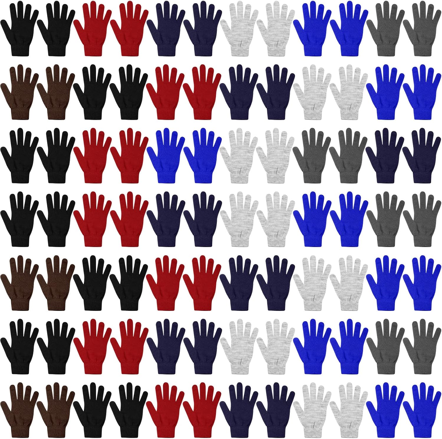 60 Pairs Winter Gloves Bulk Knitted Gloves Stretchy Full Fingers Mittens for Homeless Adult Women Men Cold Weather