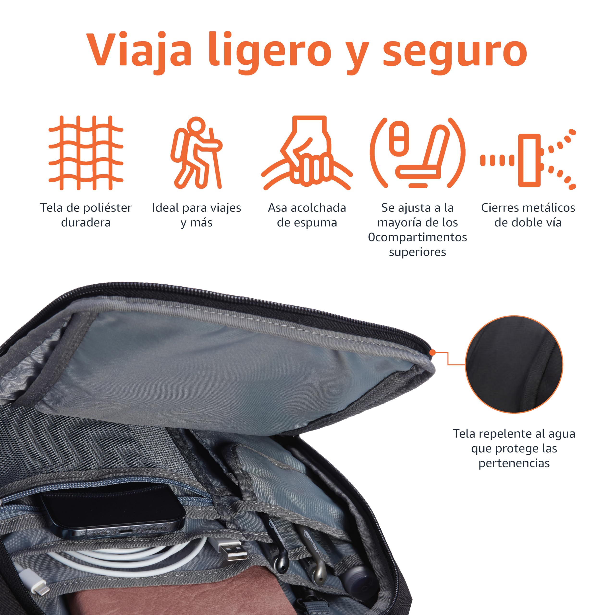 Amazon Basics Mochila de viaje para portátil de 17 in / 43.1 cm, Negro