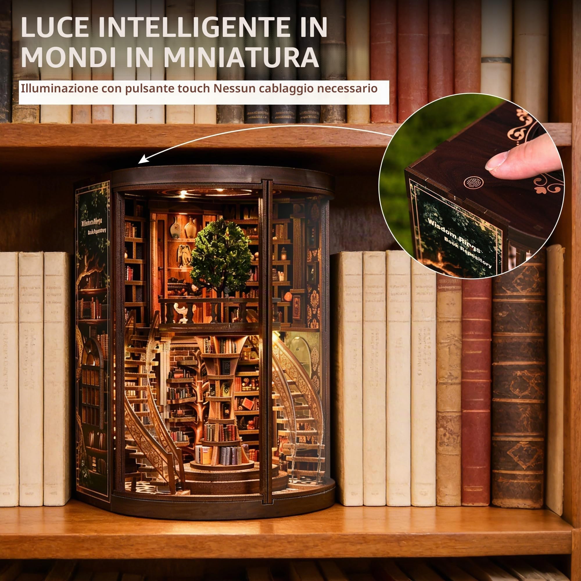 CRIOLPO Book Nook Kit per Adulti, Puzzle 3D in Legno con Luci LED | Modello di architettura e decorazione artistica. Regalo creativo e collezionismo fai da te per appassionati