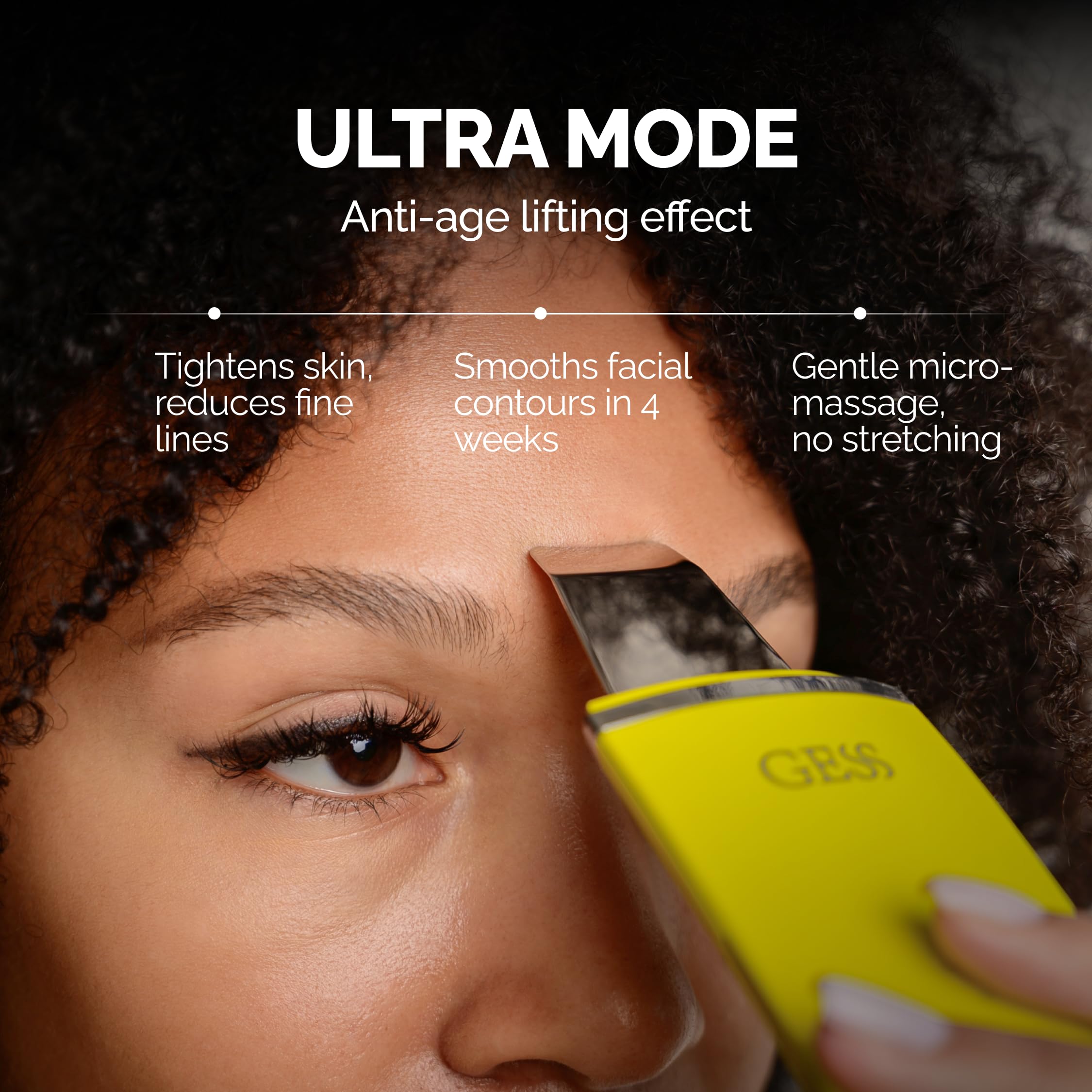 GESS Exotic Ultraschall-Gesichts-Lifting-Gerät - sanftes Peeling, Hautstraffung, Anti-Aging Pflege-System für trockene & reife Haut mit Chromotherapie und Videoanleitung