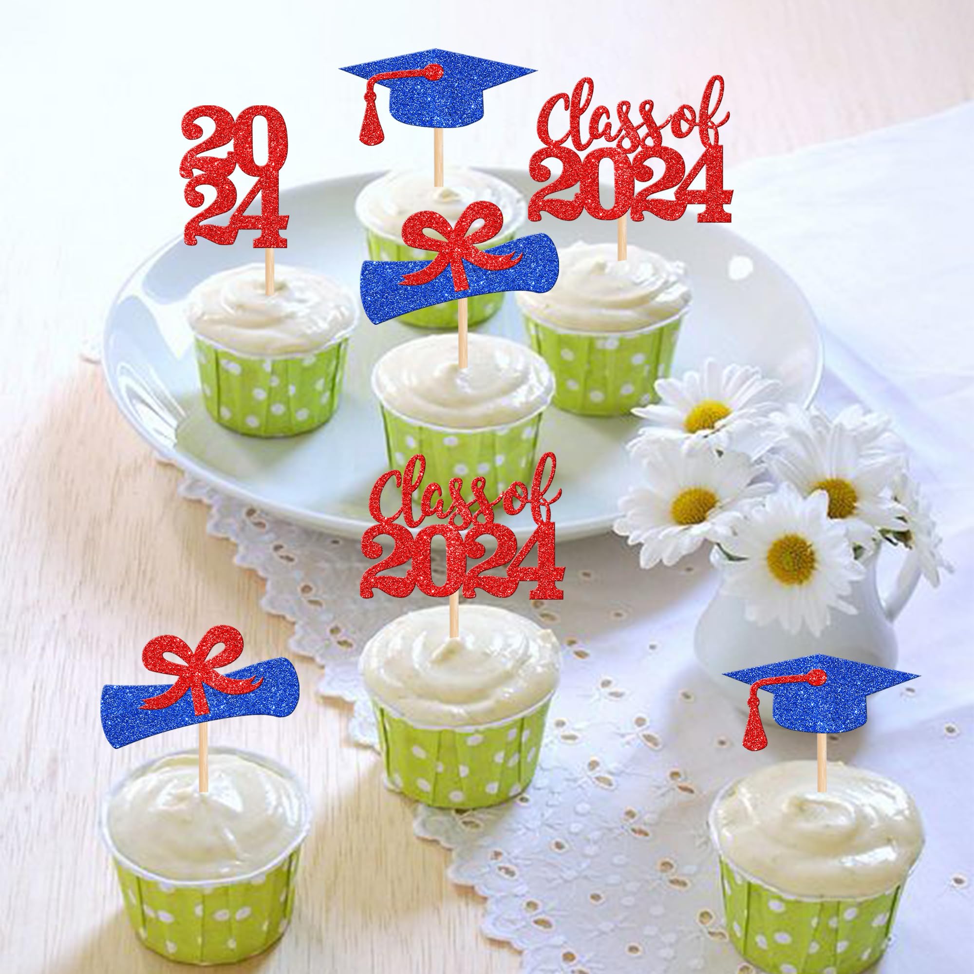 Chinco Pcs 2025 Graduation Cupcake Toppers Class Of 2025 Food Appetizer...