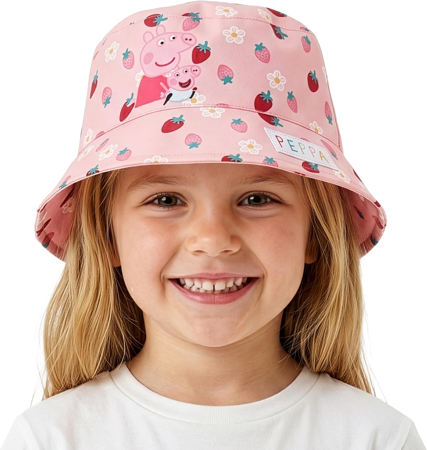 Peppa Pig Girls Bucket Hat, Peppa and Evie Girls Hat, Summer Cap for Kids, Pink, One Size