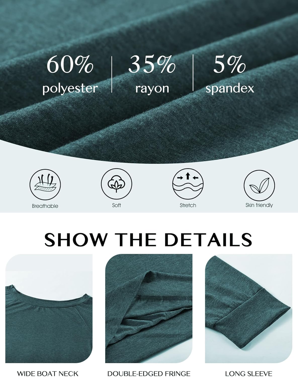 Buauty Women's Off Shoulder Tops Boat Neck Long Sleeve Blouse Cute Loose Casual Oversized Shirt 2026 Drop Shoulder Baggy Tops - Image 4