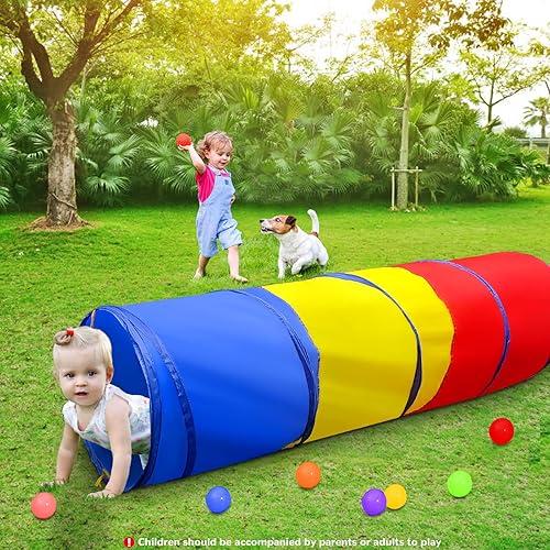 Miniatura 3 de Túnel de juego para niños pequeños de 1 a 3 años, túnel desplegable para bebés o perros, juguetes de 6 pies para interiores y exteriores, juguetes