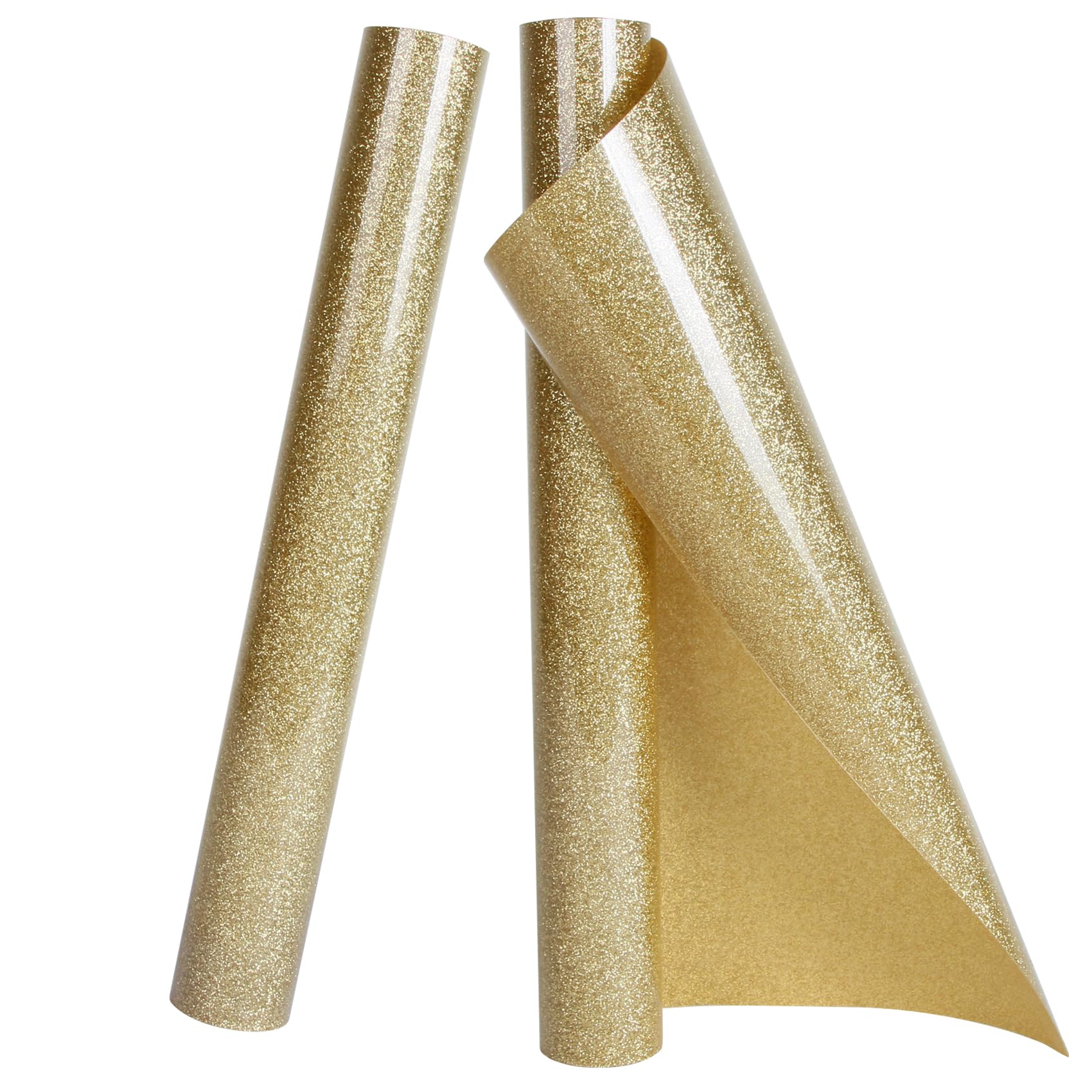 TORC Champagne Glitter HTV Heat Transfer Vinyl 2 Rolls Iron on Vinyl for T Shirts Crafts 12 inch x 5 ft