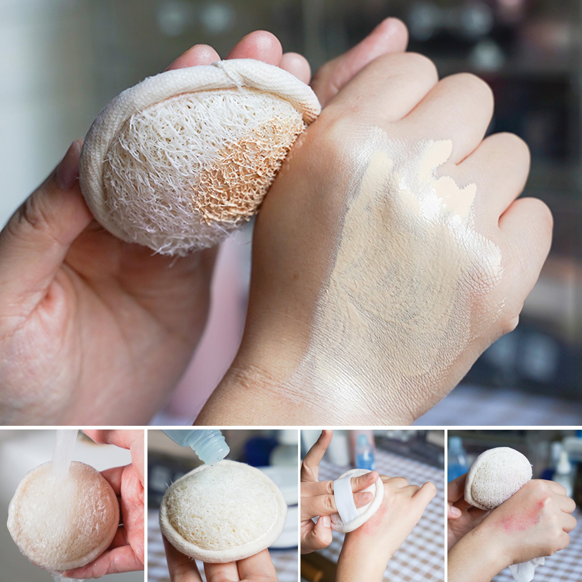 Juego combinado de exfoliante de lufa natural de alta calidad, 1 paquete de esponja de lufa, 2 almohadillas de lufa, 5 paquetes de lufa facial, juego de lufa (empaquetado en caja de regalo),