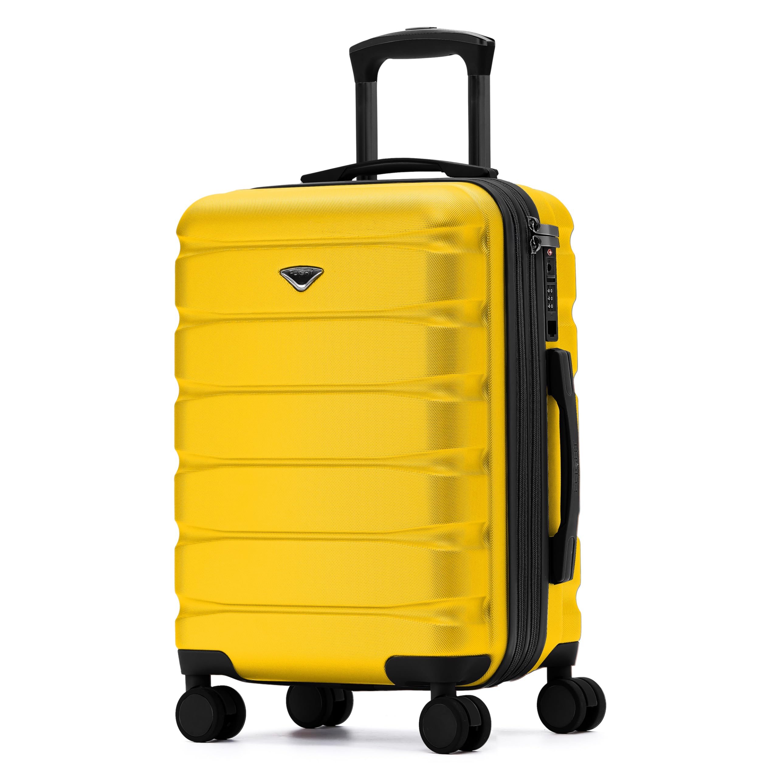 Flight Knight 22x14x9" Expandable Carry On Suitcase Hardside TSA Lock USB C Port Lightweight Luggage Silent Double Spinner Wheels Maximum Overhead