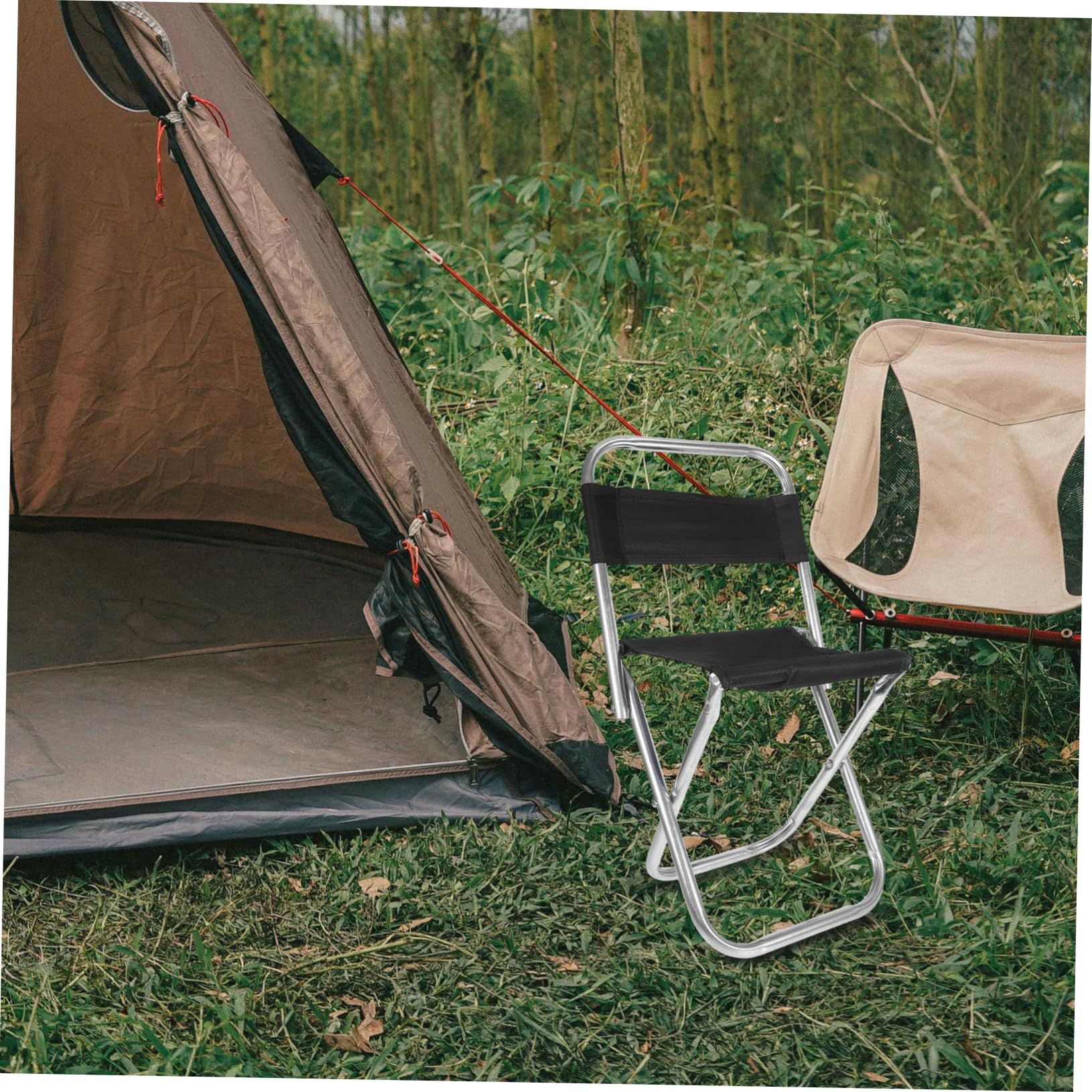 90kg Seggiolina Pieghevole Portatile Per Barbecue Esterno Sgabello Pieghevole Leggero Per Campeggio All'aria Aperta Sedile Ergonomico in Acciaio e Oxford Supporta Fino