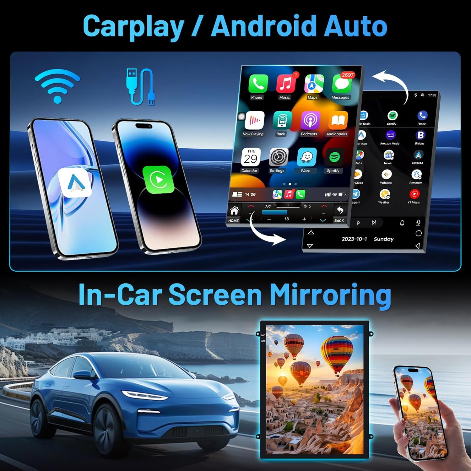 Fortdows Car Radio Wireless CarPlay and Android Auto
