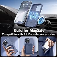 Vista 130 de GONEZ Funda de silicona para iPhone 15 Pro Max, compatible con Magsafe, protector de cámara + protector de pantalla, forro de microfibra suave Negro